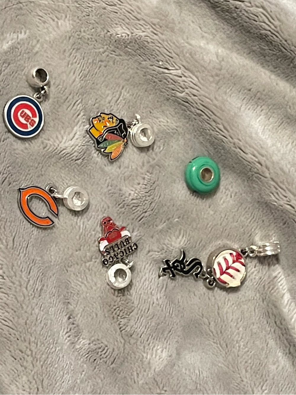 Chicago Sports Charm Set - Green Bead & Team Charms